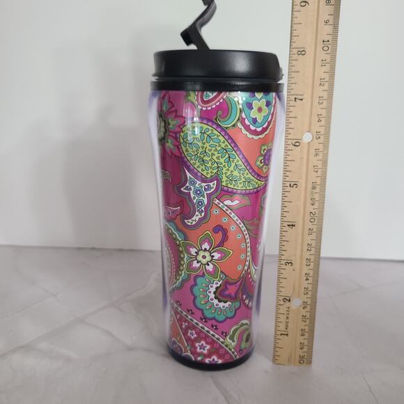 Vera Bradley Insulated Travel Coffee Cup Tumbler Pink Swirls 16 oz - Picture 3 of 9
